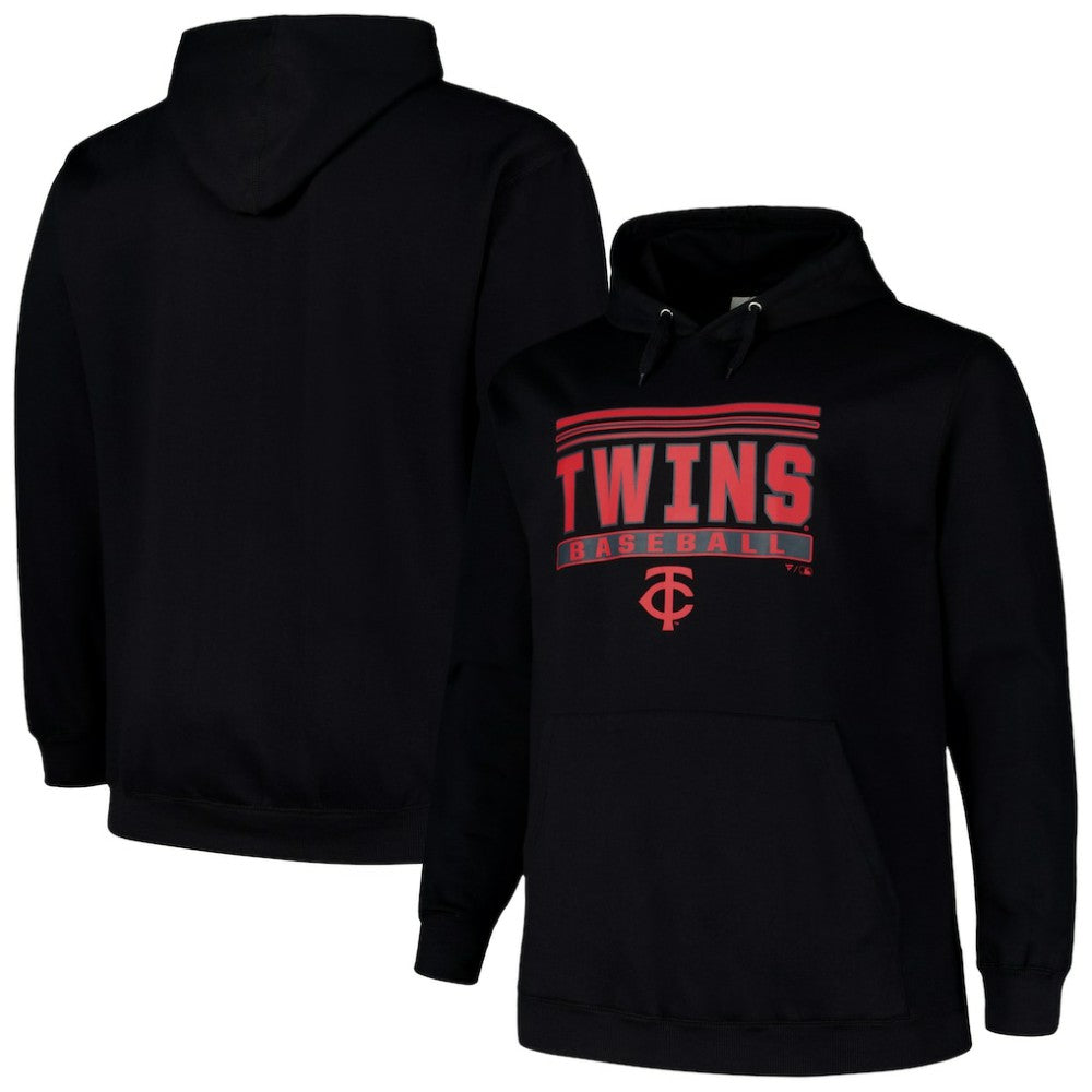 Minnesota Twins   Stack Fleece Pullover Hoodie - Black Hoodies