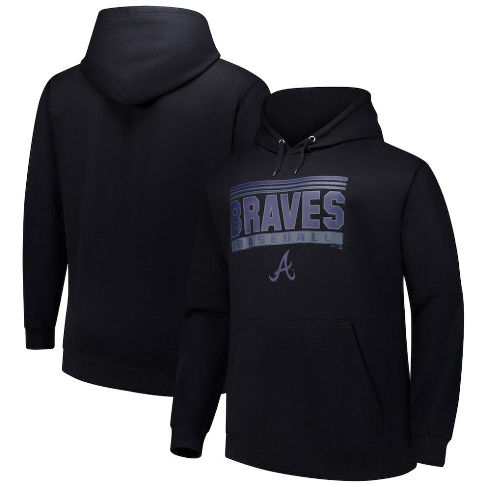 Atlanta Braves   Stack Fleece Pullover Hoodie - Black Hoodies