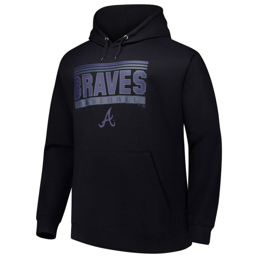 Atlanta Braves   Stack Fleece Pullover Hoodie - Black Hoodies