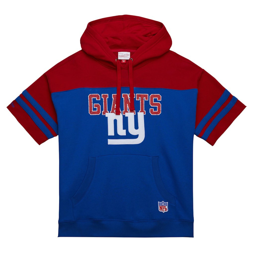 New York Giants Off Field Vintage Logo Short Sleeve Pullover Hoodie Royal