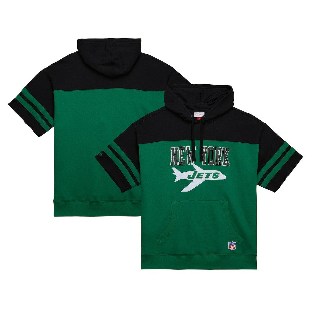 New York Jets Off Field Vintage Logo Short Sleeve Pullover Hoodie Kelly Green