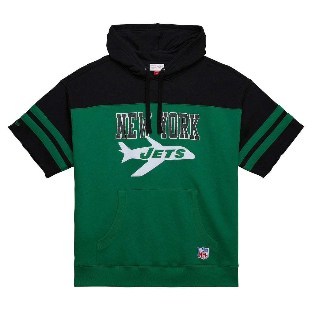 New York Jets Off Field Vintage Logo Short Sleeve Pullover Hoodie Kelly Green