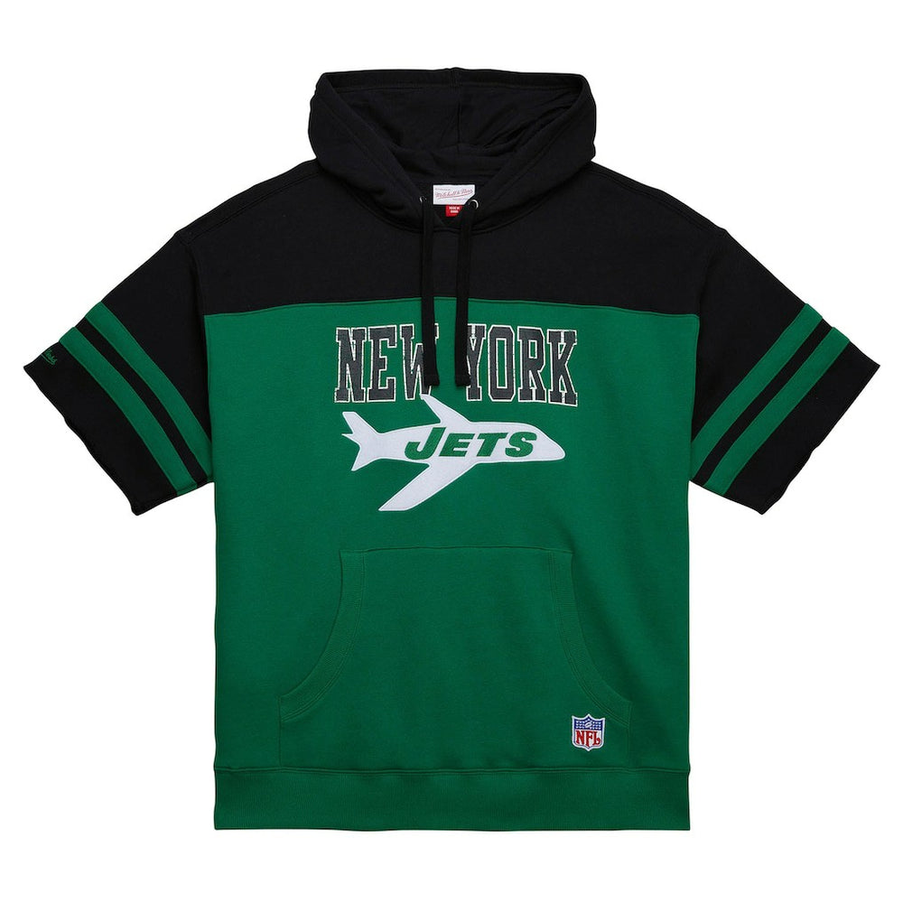 New York Jets Off Field Vintage Logo Short Sleeve Pullover Hoodie Kelly Green