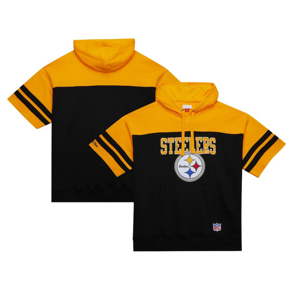 Pittsburgh Steelers Off Field Vintage Logo Short Sleeve Pullover Hoodie Black