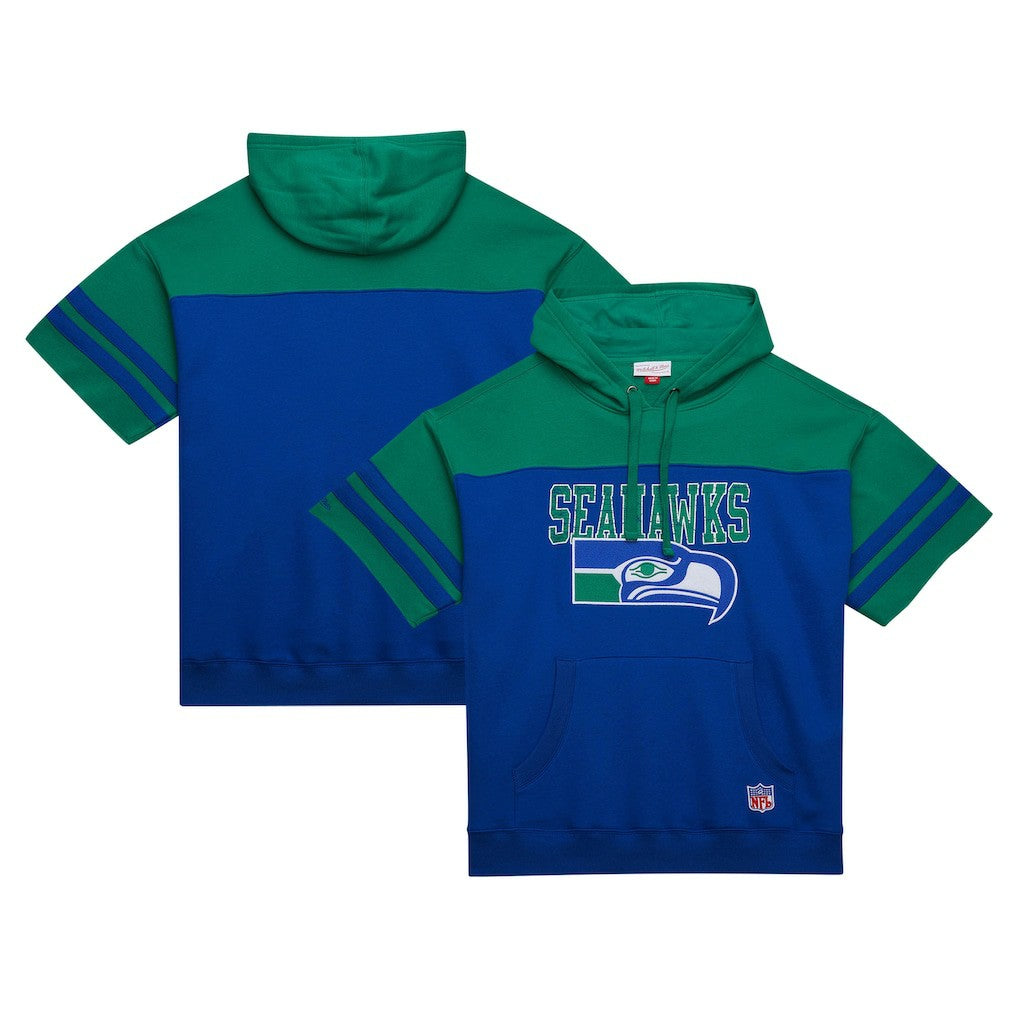 Seattle Seahawks Off Field Vintage Logo Short Sleeve Pullover Hoodie Royal