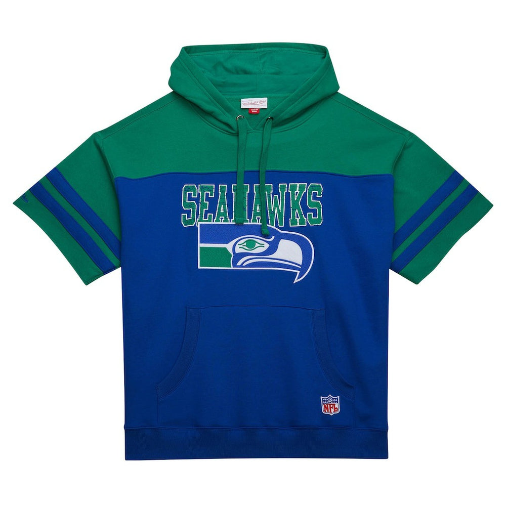 Seattle Seahawks Off Field Vintage Logo Short Sleeve Pullover Hoodie Royal