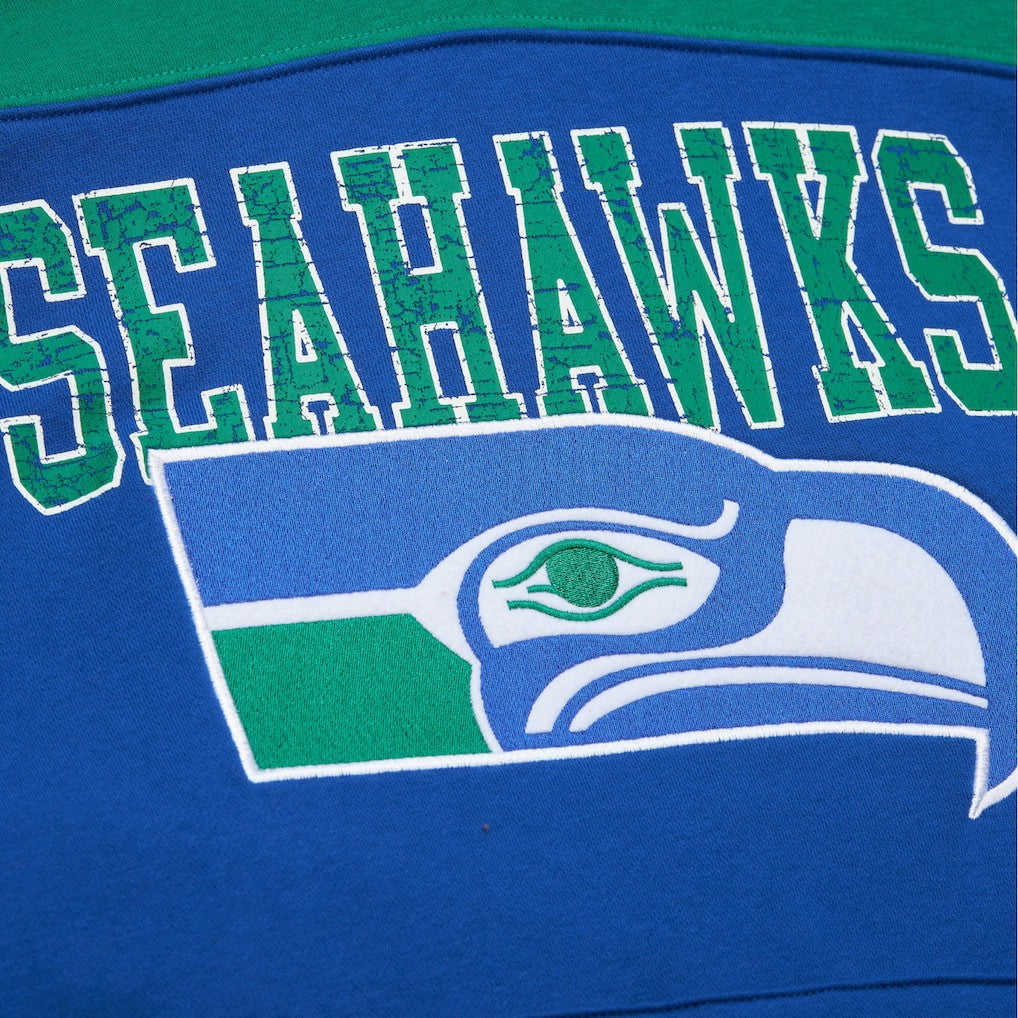 Seattle Seahawks Off Field Vintage Logo Short Sleeve Pullover Hoodie Royal