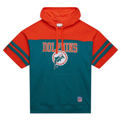 Miami Dolphins Off Field Vintage Logo Short Sleeve Pullover Hoodie Aqua