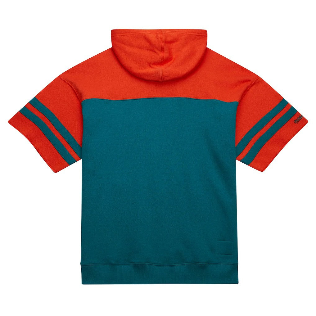Miami Dolphins Off Field Vintage Logo Short Sleeve Pullover Hoodie Aqua