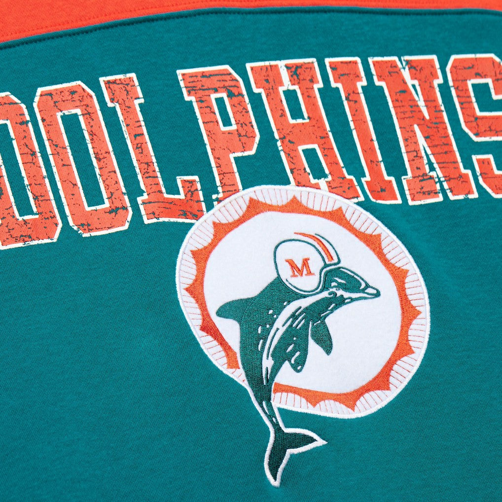 Miami Dolphins Off Field Vintage Logo Short Sleeve Pullover Hoodie Aqua