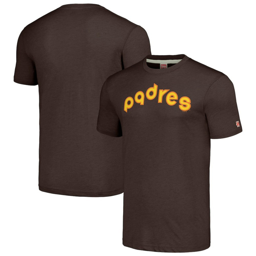 San Diego Padres Homage Cooperstown Collection Hand-Drawn Logo Tri-Blend T-Shirt - Brown T-shirts