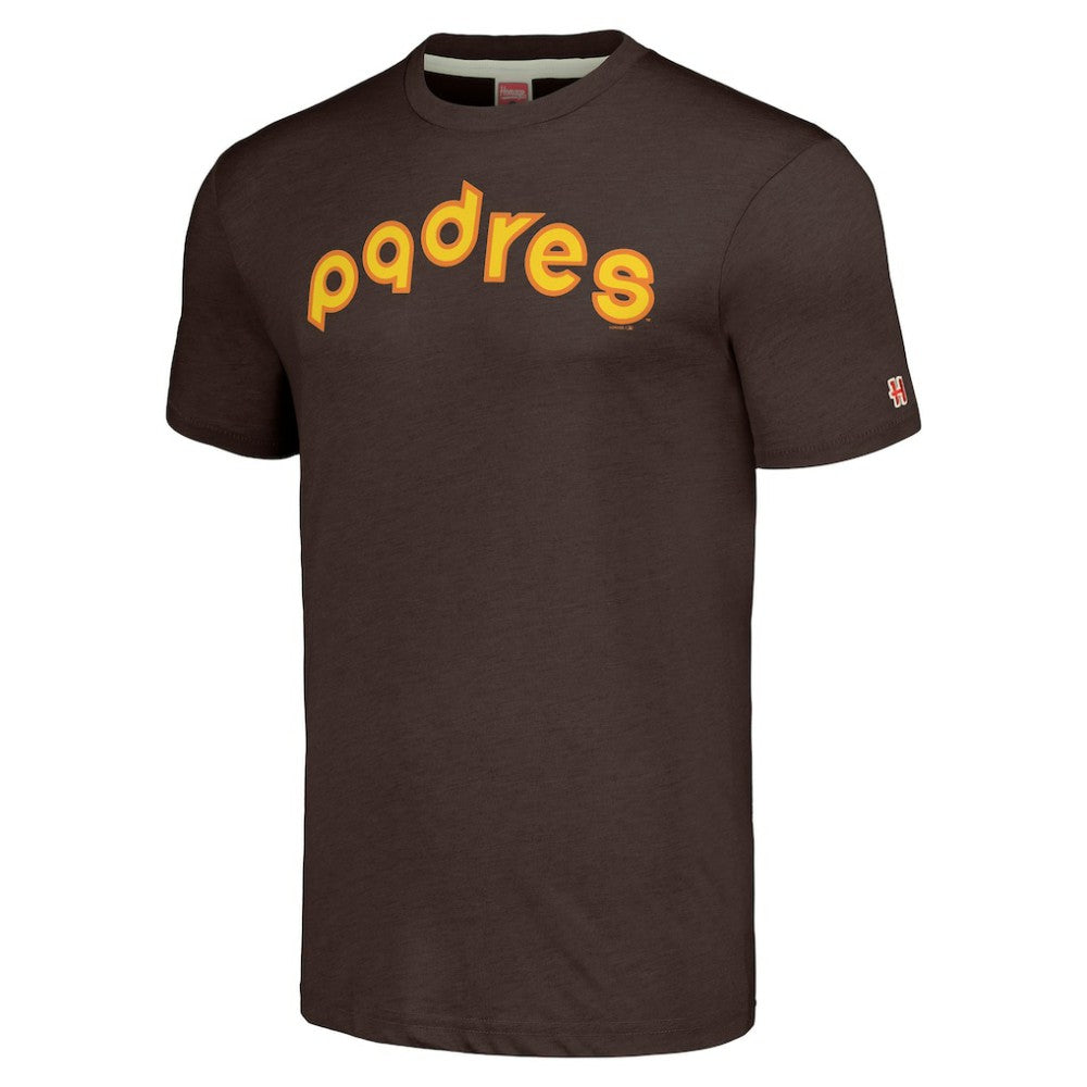 San Diego Padres Homage Cooperstown Collection Hand-Drawn Logo Tri-Blend T-Shirt - Brown T-shirts