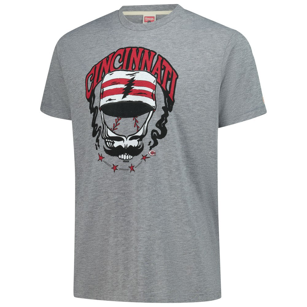 Cincinnati Reds Homage Grateful Dead Tri-Blend T-Shirt - Gray T-shirts