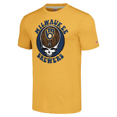 Milwaukee Brewers Homage Grateful Dead Tri-Blend T-Shirt - Gold T-shirts