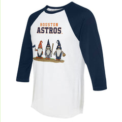 Houston Astros Tiny Turnip Unisex Gnomes 3/4-Sleeve Raglan T-Shirt - White/Navy T-shirts