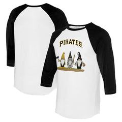 Pittsburgh Pirates Tiny Turnip Unisex Gnomes 3/4-Sleeve Raglan T-Shirt - White/Black T-shirts