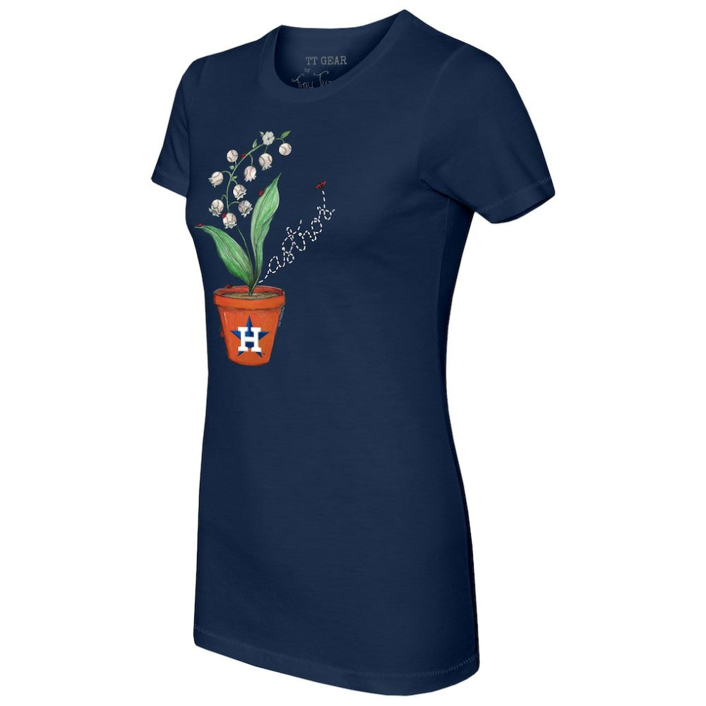 Houston Astros Tiny Turnip Women's Lilies and Ladybugs T-Shirt - Navy T-shirts