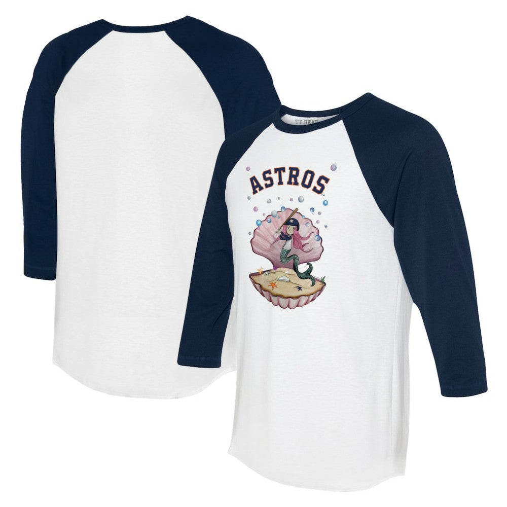 Houston Astros Tiny Turnip Unisex Mermaid 3/4-Sleeve Raglan T-Shirt - White/Navy T-shirts