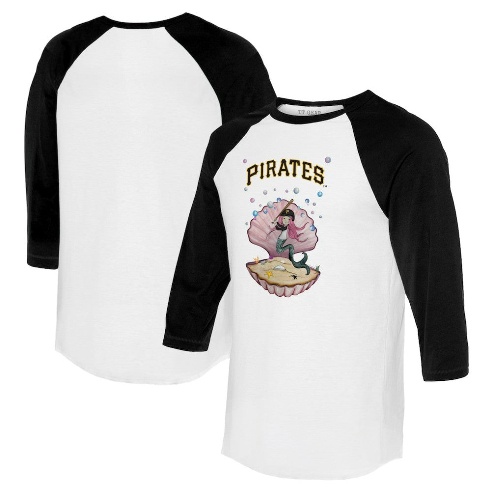 Pittsburgh Pirates Tiny Turnip Unisex Mermaid 3/4-Sleeve Raglan T-Shirt - White/Black T-shirts