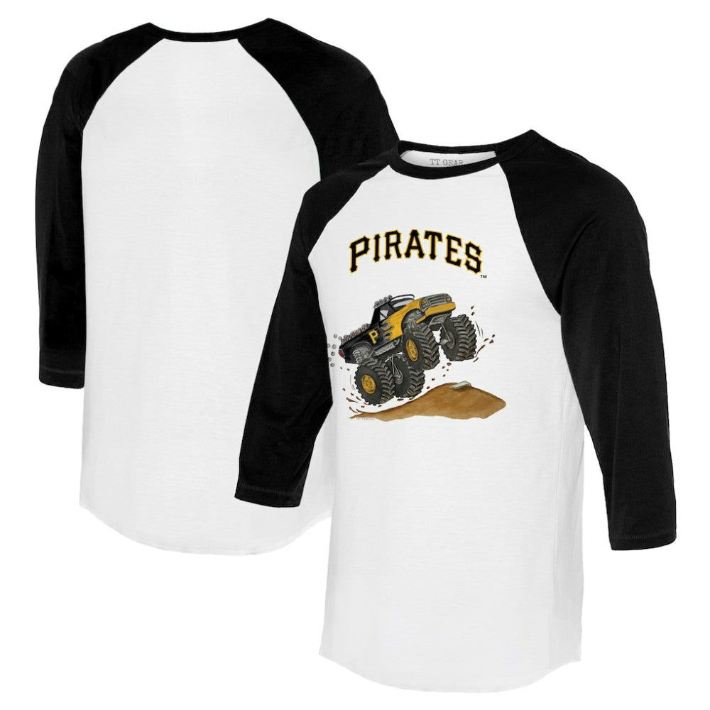 Pittsburgh Pirates Tiny Turnip Unisex Monster Truck 3/4-Sleeve Raglan T-Shirt - White/Black T-shirts