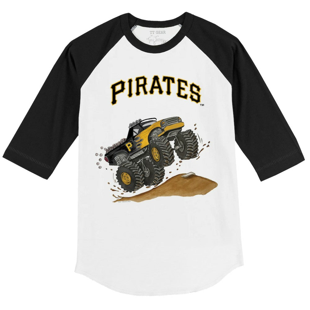 Pittsburgh Pirates Tiny Turnip Youth Monster Truck 3/4-Sleeve Raglan T-Shirt - White/Black T-shirts