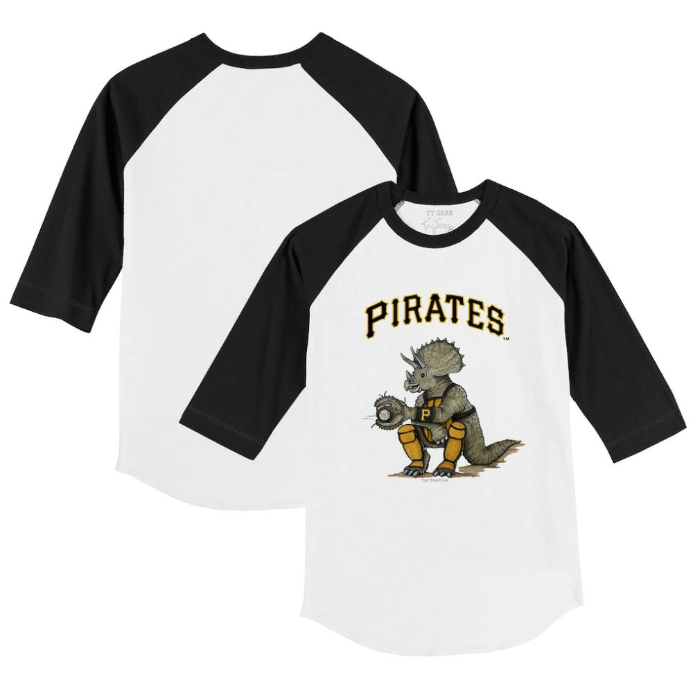 Pittsburgh Pirates Tiny Turnip Youth Triceratops 3/4-Sleeve Raglan T-Shirt - White/Black T-shirts