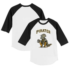 Pittsburgh Pirates Tiny Turnip Youth Triceratops 3/4-Sleeve Raglan T-Shirt - White/Black T-shirts