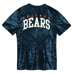 Chicago Bears Girls Youth Wordmark Sequin V-Neck Top Navy