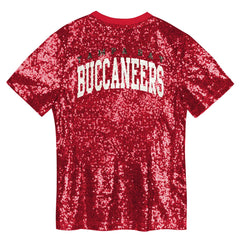 Tampa Bay Buccaneers Girls Youth Wordmark Sequin V-Neck Top Red