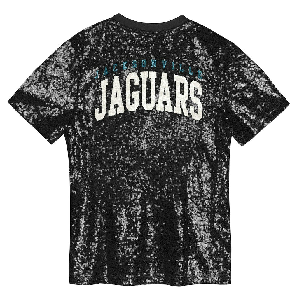 Jacksonville Jaguars Girls Youth Wordmark Sequin V-Neck Top Black