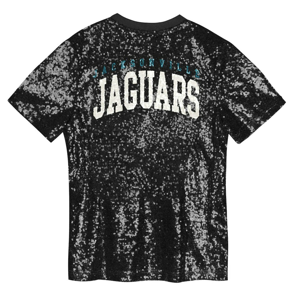 Jacksonville Jaguars Girls Youth Wordmark Sequin V-Neck Top Black