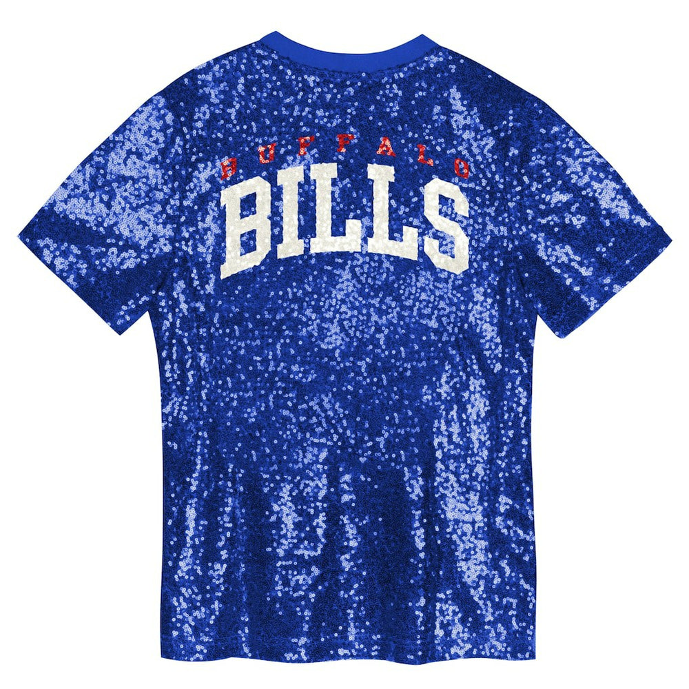 Buffalo Bills Girls Youth Wordmark Sequin V-Neck Top Royal