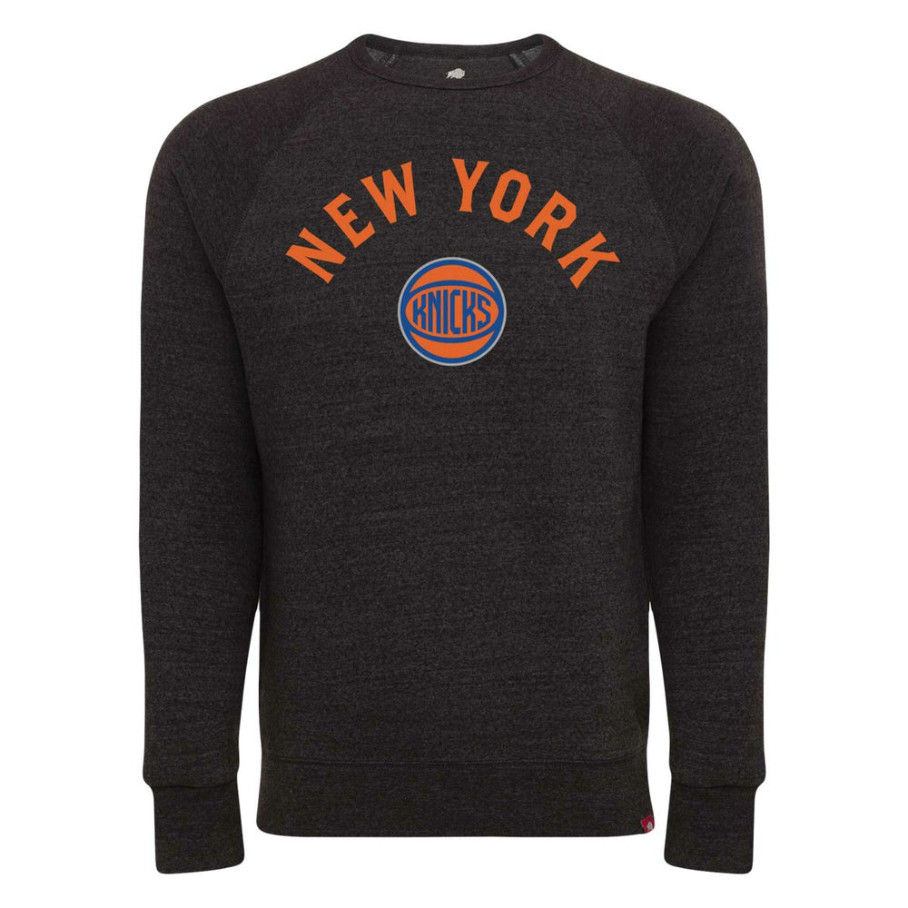 New York Knicks Sportiqe Unisex Harmon Super Soft Tri-Blend Raglan Pullover Sweatshirt Black