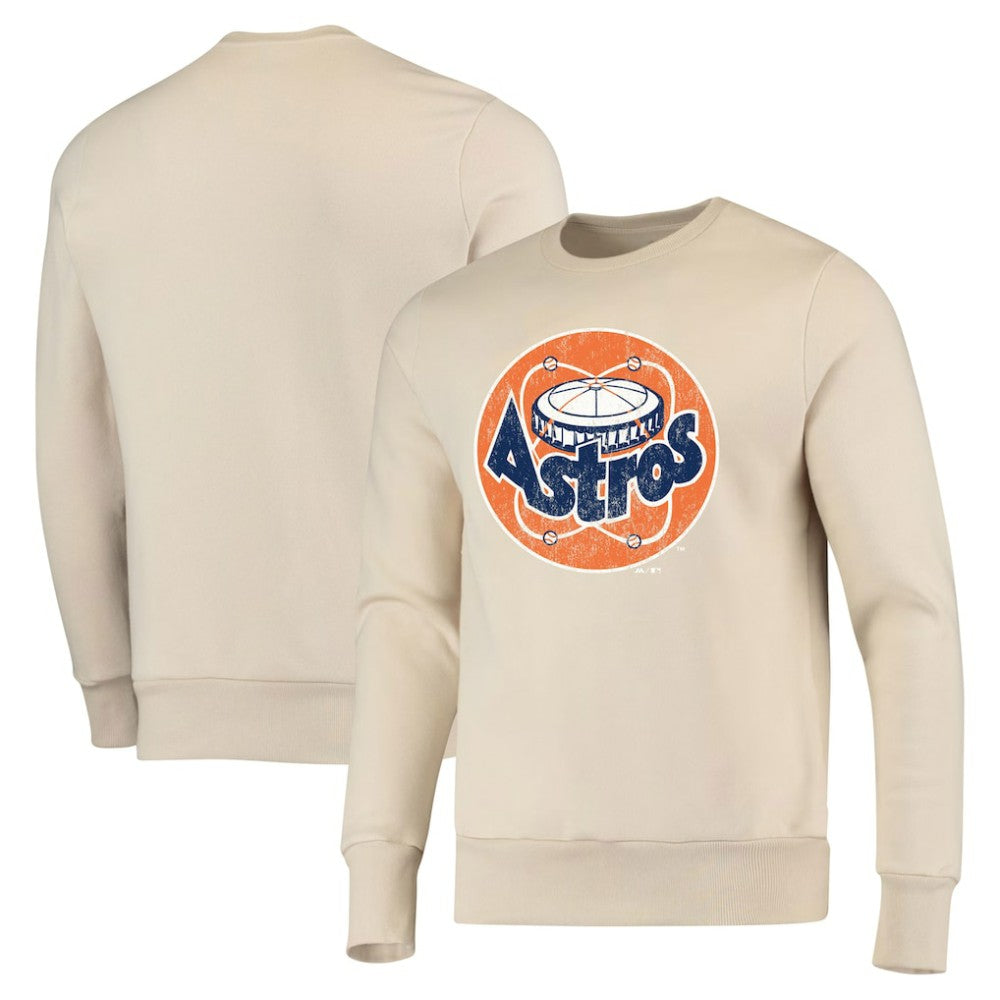 Houston Astros Majestic Threads Fleece Pullover Sweatshirt - Oatmeal Pullover