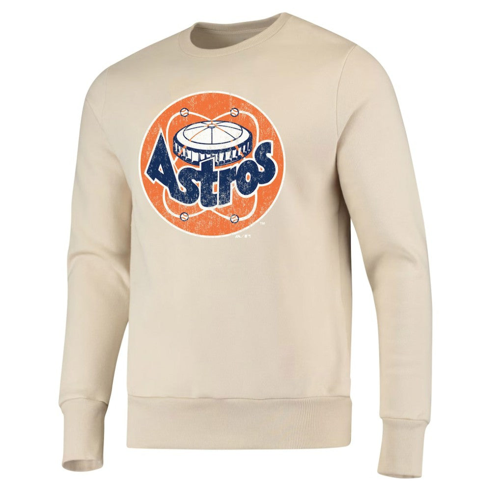 Houston Astros Majestic Threads Fleece Pullover Sweatshirt - Oatmeal Pullover