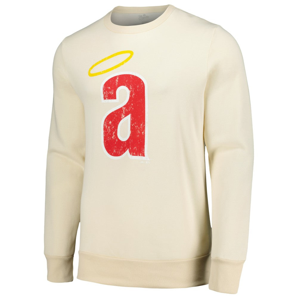 Los Angeles Angels Majestic Threads Fleece Pullover Sweatshirt - Oatmeal Pullover