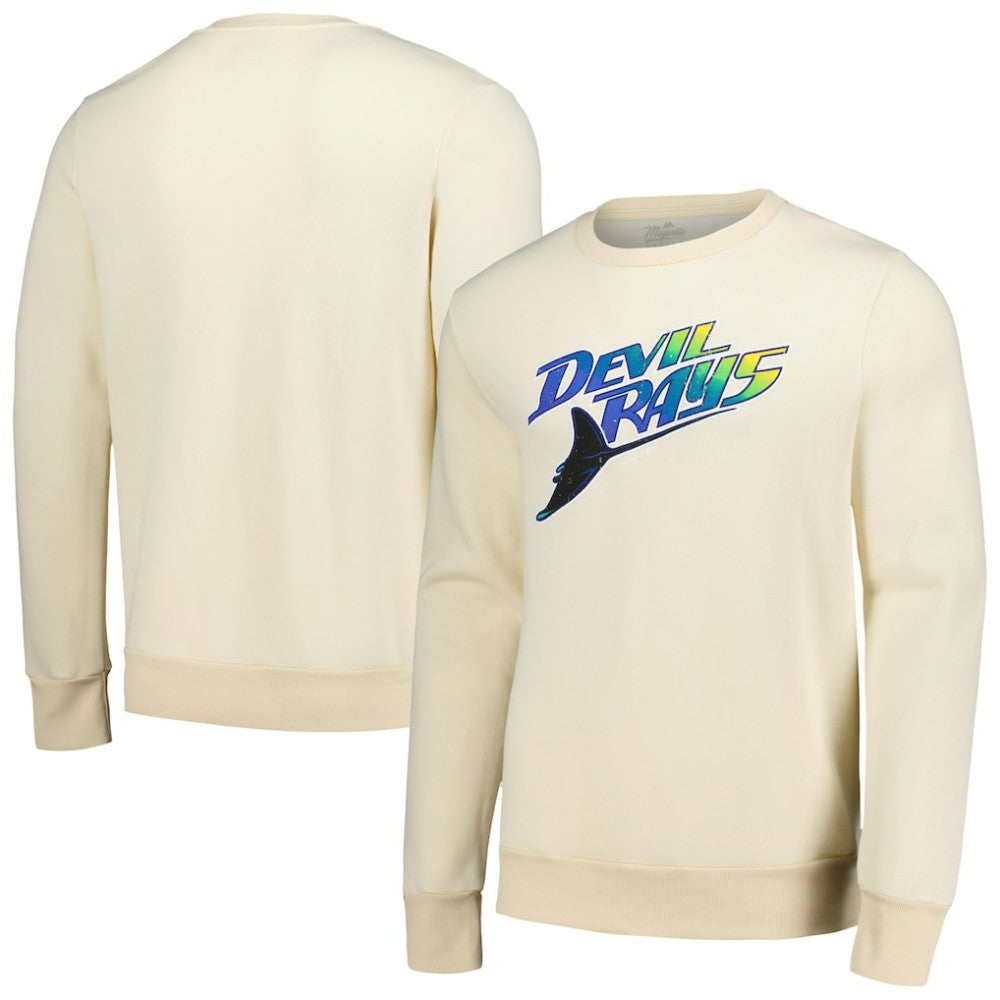 Tampa Bay Rays Majestic Threads Fleece Pullover Sweatshirt - Oatmeal Pullover