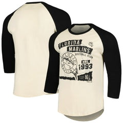 Miami Marlins Majestic Threads Raglan 3/4-Sleeve T-Shirt - Cream/Black T-shirts