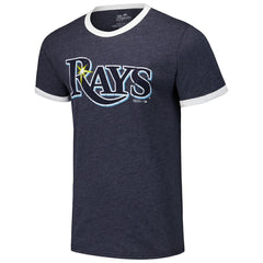 Tampa Bay Rays Majestic Threads Ringer Tri-Blend T-Shirt - Navy T-shirts