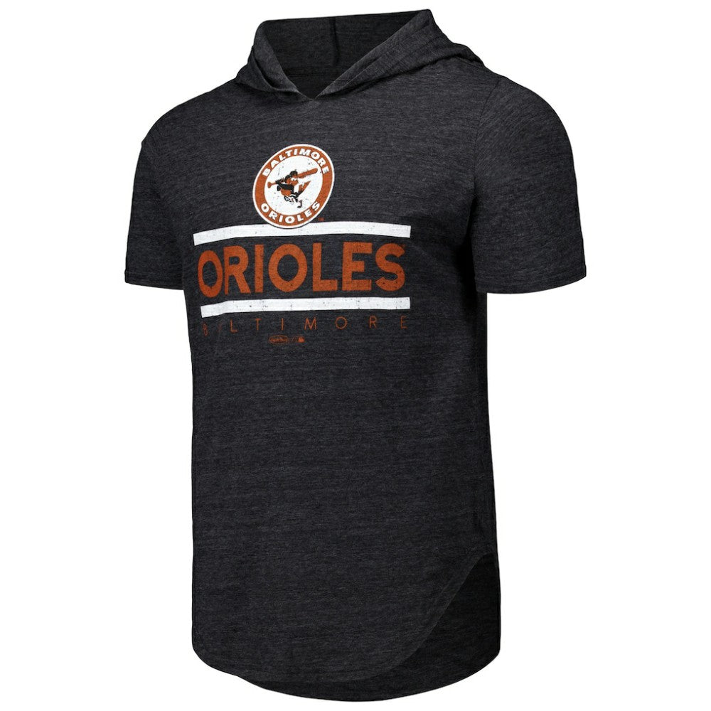 Baltimore Orioles Majestic Threads Tri-Blend Hoodie T-Shirt - Black Hoodies