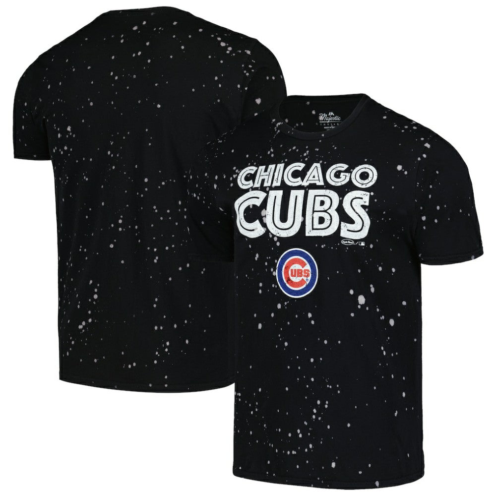 Chicago Cubs Majestic Threads Splatter T-Shirt - Black/White T-shirts
