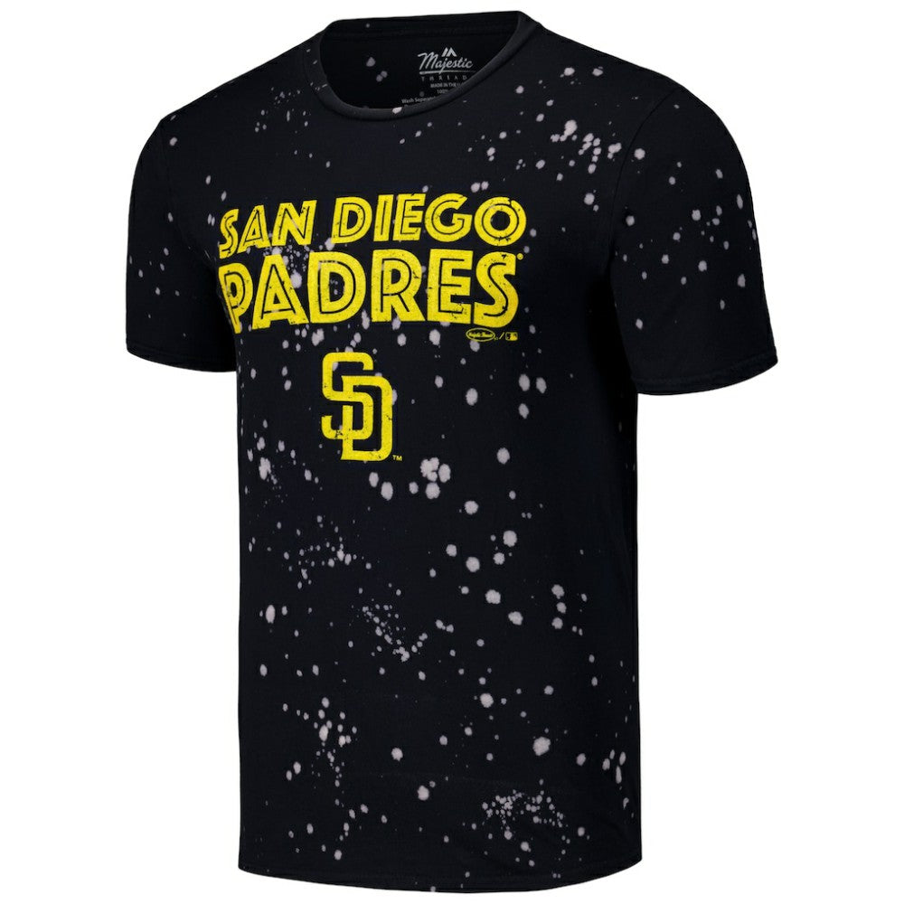 San Diego Padres Majestic Threads Splatter T-Shirt - Black/White T-shirts