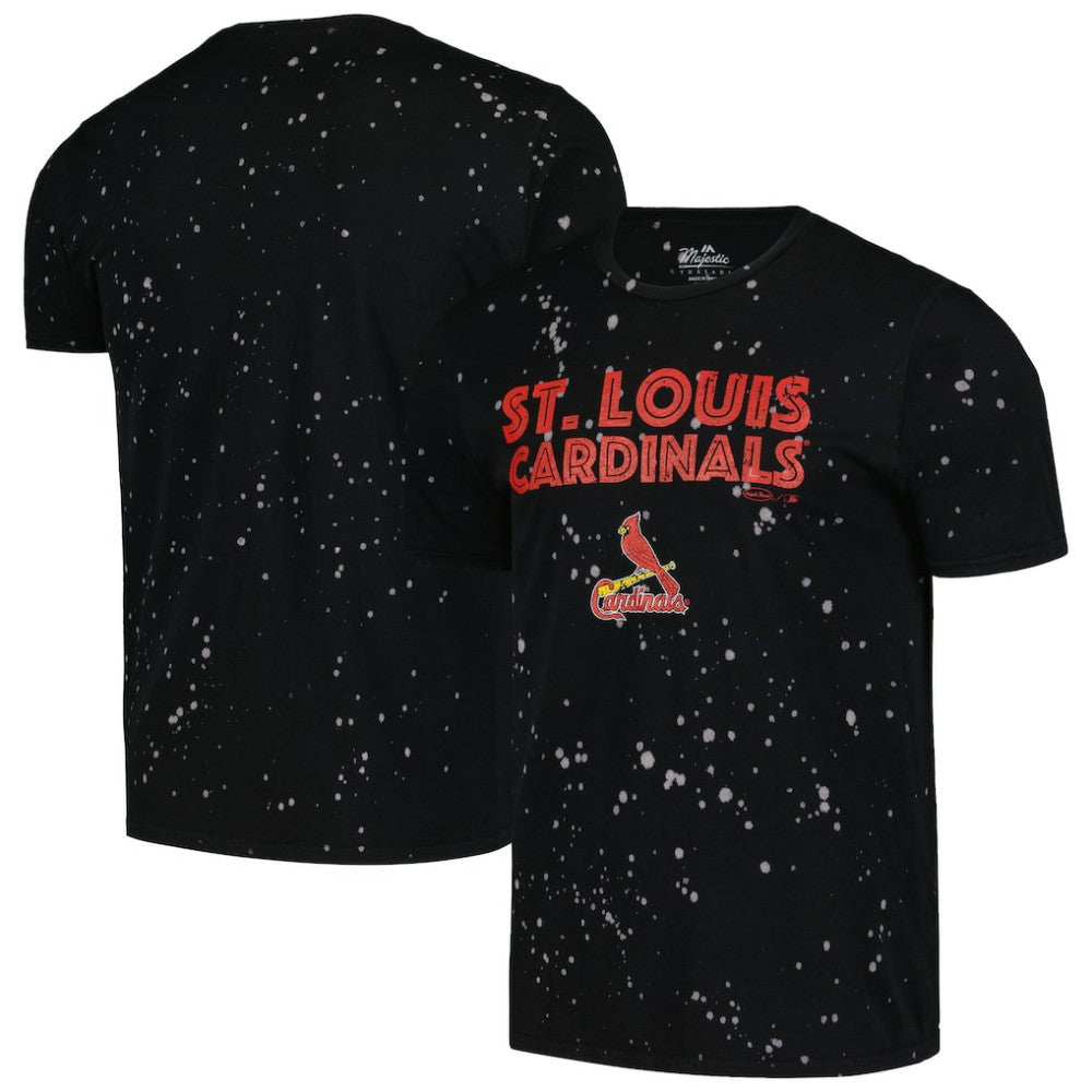 St. Louis Cardinals Majestic Threads Splatter T-Shirt - Black/White T-shirts