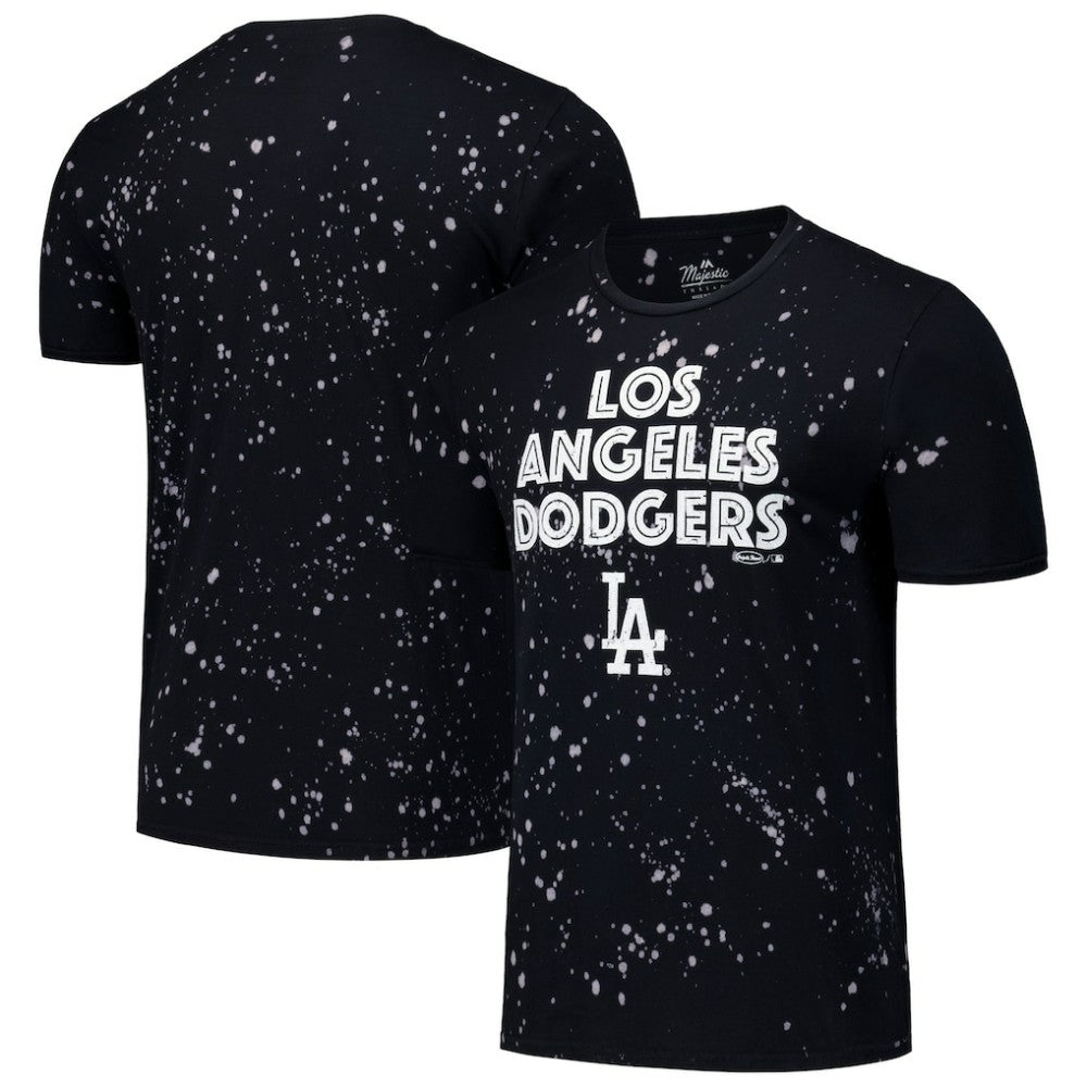 Los Angeles Dodgers Majestic Threads Splatter T-Shirt - Black/White T-shirts