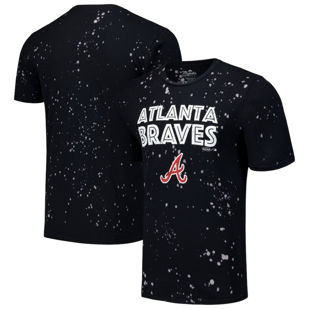 Atlanta Braves Majestic Threads Splatter T-Shirt - Black/White T-shirts