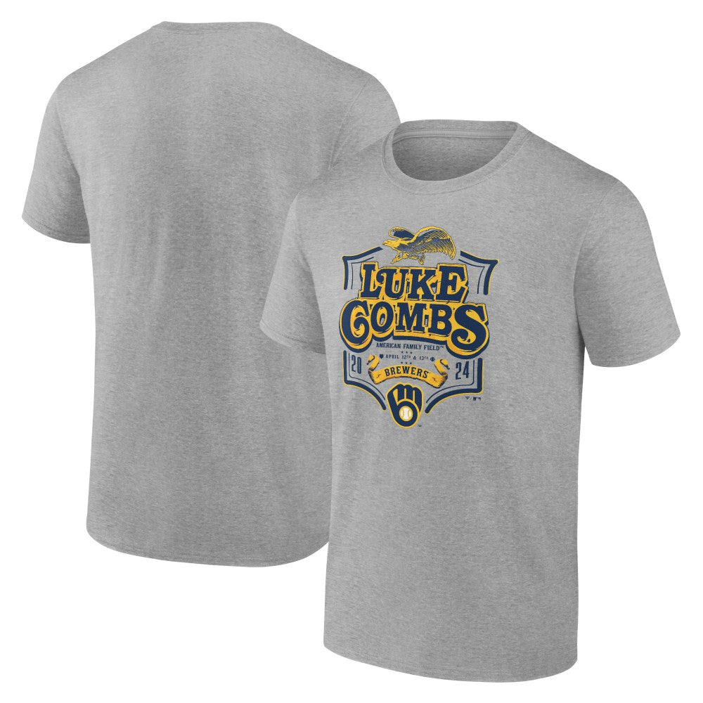 Luke Combs x Milwaukee Brewers Fanatics Graphic T-Shirt - Heather Gray T-shirts