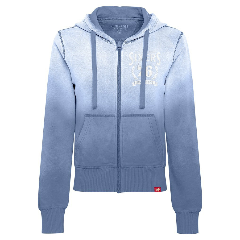 Philadelphia 76ers Sportiqe Women's Carli Sun Fade Full-Zip Hoodie Blue