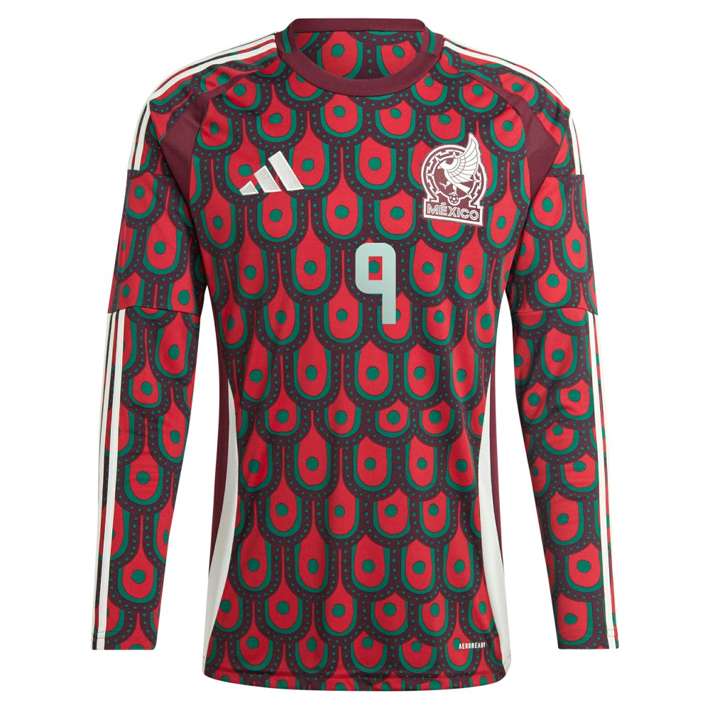 Raul Jimenez Mexico National Team 2024 Home Replica Player Long Sleeve Jersey Burgundy