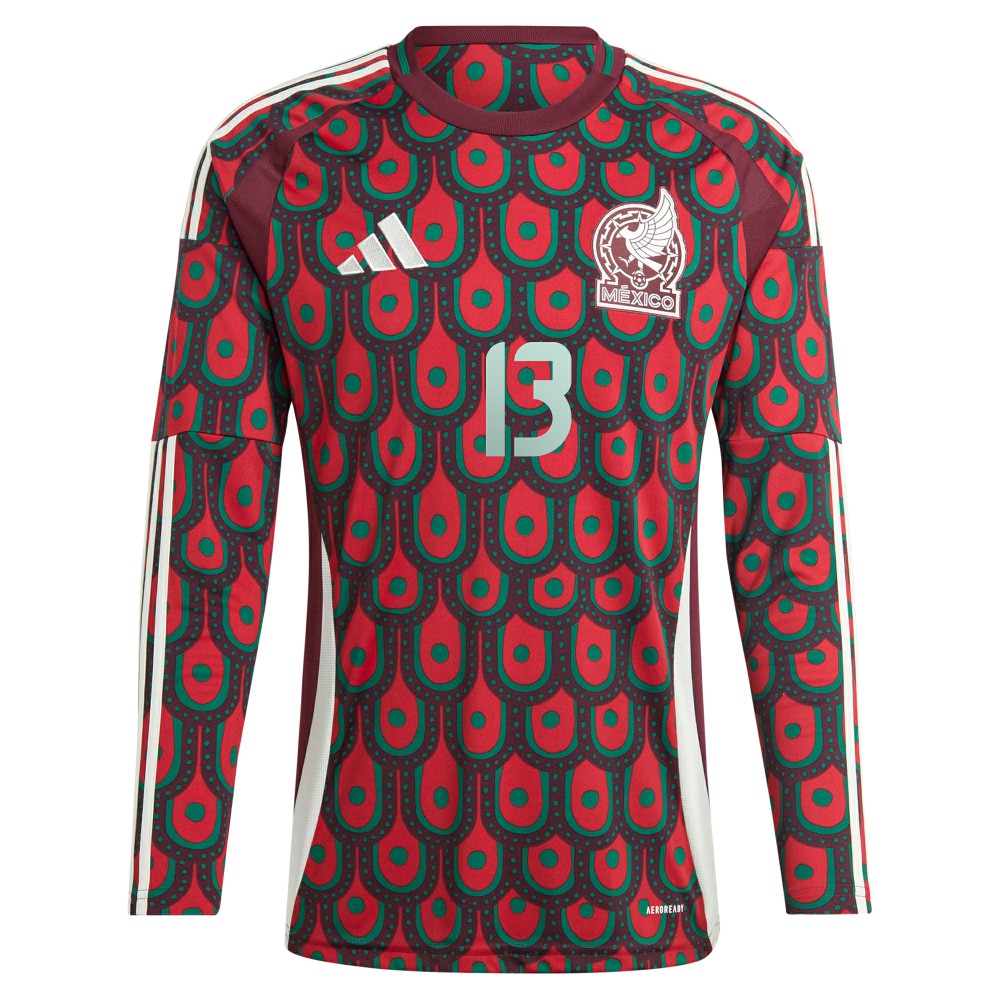 Guillermo Ochoa Mexico National Team 2024 Home Replica Player Long Sleeve Jersey Burgundy
