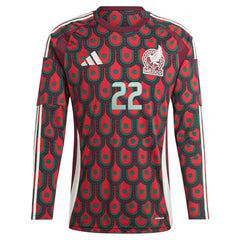Hirving Lozano Mexico National Team 2024 Home Replica Player Long Sleeve Jersey Burgundy